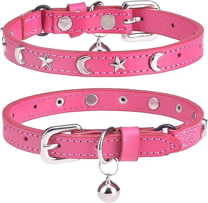 Leather Cat Collars for Boy Girl Cats by DILLYBUD
