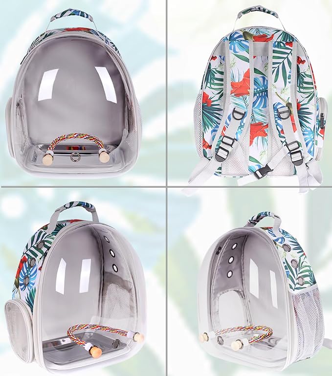 Bird Traval Carrier Cage, Vet Transport Book Bag Floral Printed - Image 5