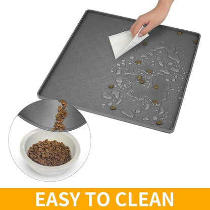 Ptlom Grey Pet Placemat for Dog and Cat, Waterproof Non-Slip Silicone Feeding - Image 7