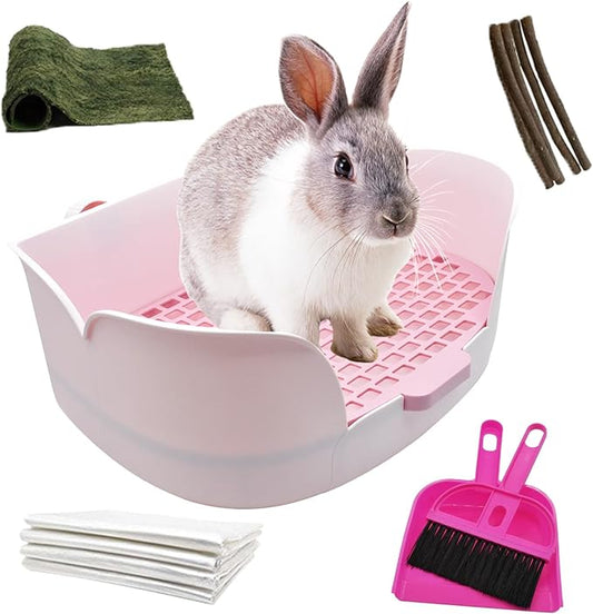 15.1"X11.0" Large Rabbit Litter Box, Plastic Square Rabbits Potty Trainer by MUYG