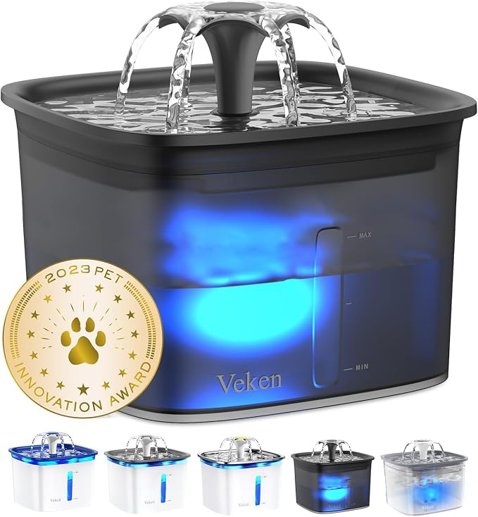 Veken Innovation Award Winner 95oz/2.8L Pet Fountain, Automatic Cat Water by Veken