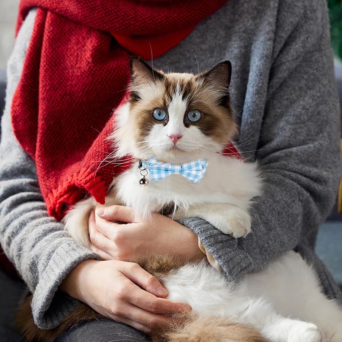 2 Pcs Boy Cat Collar with Bell Breakaway Cat Collars Cute Kitten Bow Tie Collar - Image 7