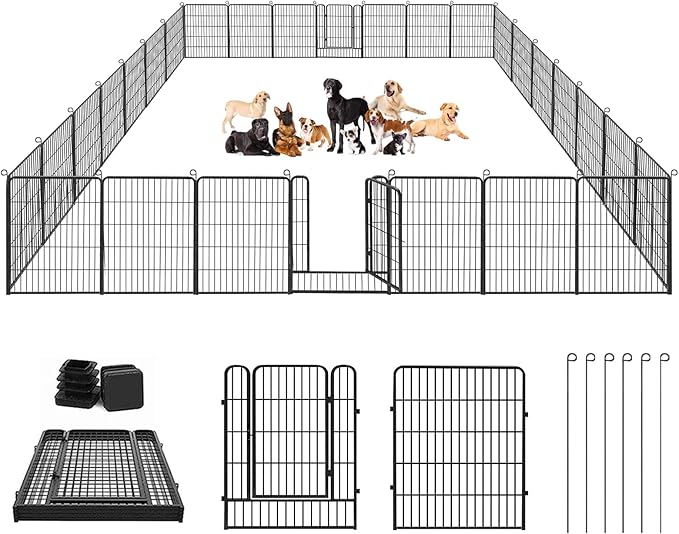 Dog Playpen Dog Fence Outdoor for Yard, 32inch 28 Panels Dog Pens Outside by Jhsomdr