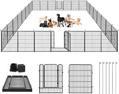 Dog Playpen Dog Fence Outdoor for Yard, 32inch 28 Panels Dog Pens Outside by Jhsomdr