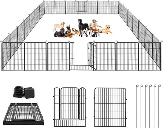 Dog Playpen Dog Fence Outdoor for Yard, 32inch 28 Panels Dog Pens Outside by Jhsomdr