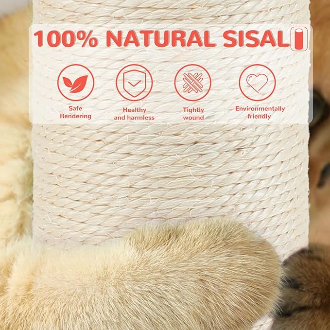 45'' Tall Cat Scratching Post, 3.5Inch Diameter Sisal Rope Scratching Post - Image 4