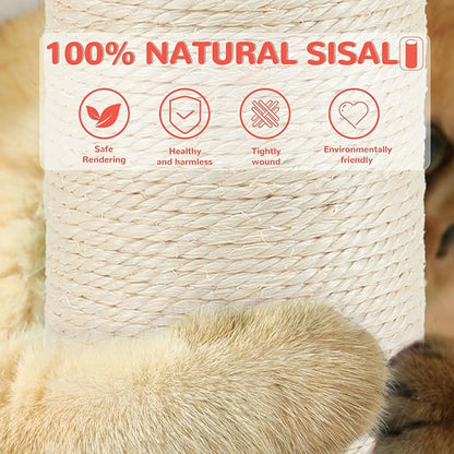 45'' Tall Cat Scratching Post, 3.5Inch Diameter Sisal Rope Scratching Post - Image 4