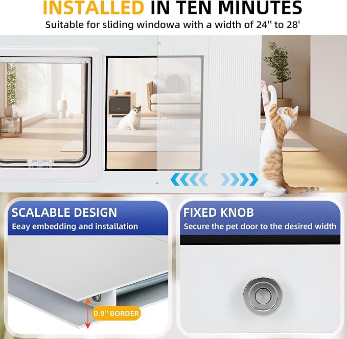 Full Size Window Pet Door for Cats & Small Dogs 31"-36" Various Sliding Windows - Image 3