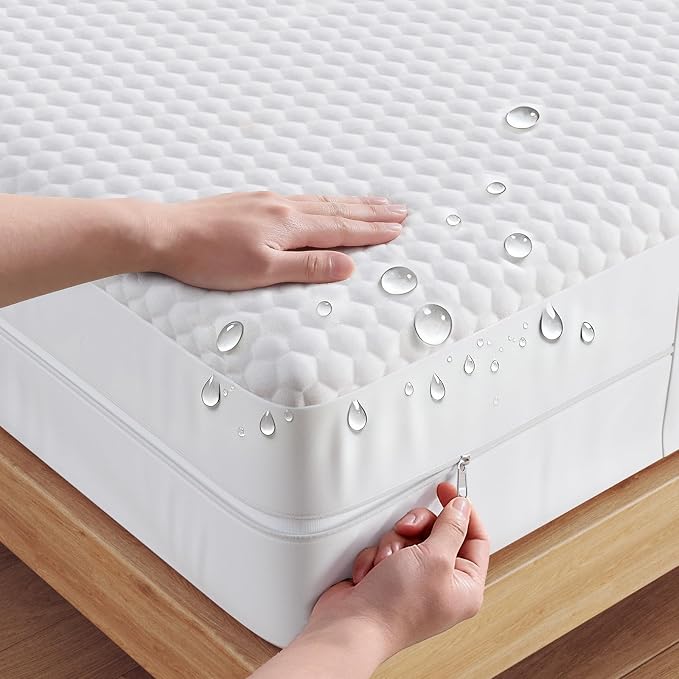 OhGeni 100% Waterproof Zippered Mattress Protector, Queen Size Mattress by OhGeni