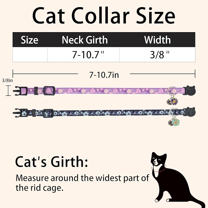 Cat Collar Breakaway, 2 Pack Cotton Cats Collars - Image 4