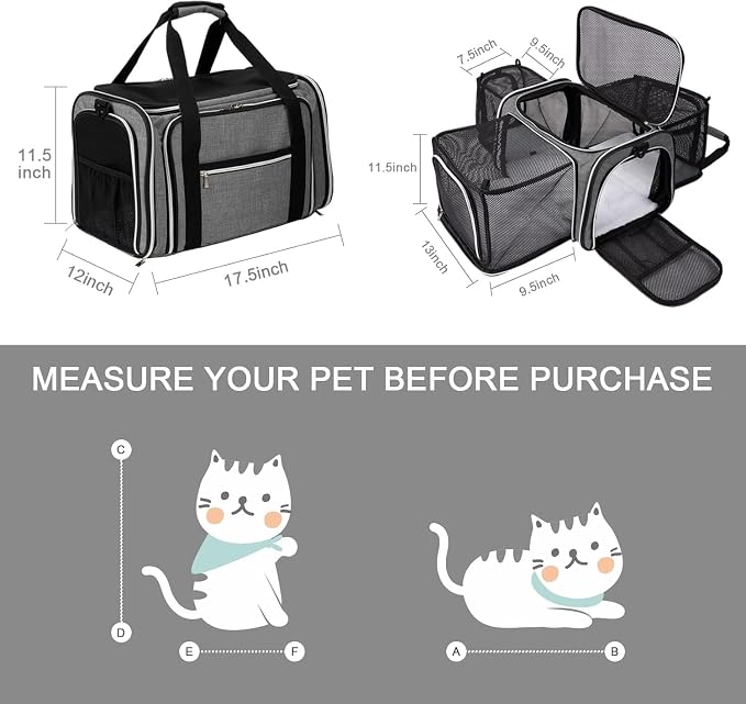 BAGLHER Cat Carrier Bag, Airline Approved Pet Carrier Soft Side Pet Travel 5 - Image 2