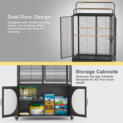 GDLF 72-Inch Bird Cage with Play Top, Parakeet Cage with Rolling Storage - Image 4