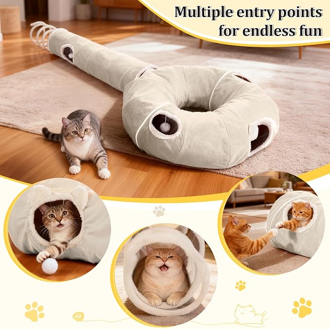 Ownpets 2-in-1 Cat Tunnel, Large Lollipop Shape Cat Tunnel Toy - Image 6