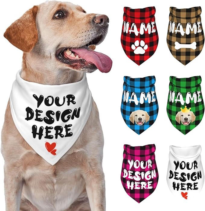 Custom Dog Bandana Add Your Text Photo Name Personalized Neckwear Bandanas Soft by Custom