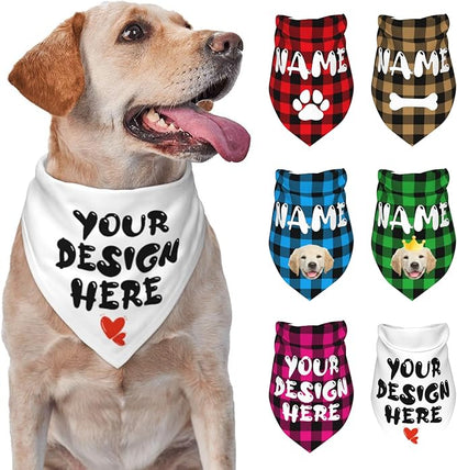 Custom Dog Bandana Add Your Text Photo Name Personalized Neckwear Bandanas Soft by Custom