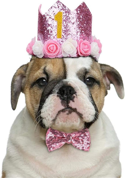 Pet Birthday Hat, Dog Birthday Crown Hat and Bowtie - Image 7
