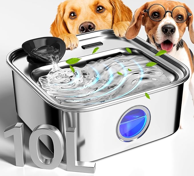 oneisall Dog Water Fountain for Large Dogs, 10L/2.6Gal Dog Fountain Water Bowl by oneisall