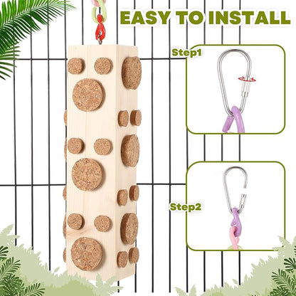 Skyygemm 2 Pcs Bird Parrot Chew Toys Wooden Foraging Hanging - Image 4