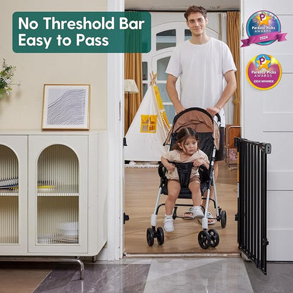 Babelio Baby Gate for Stairs, Kitchen & Doorways, No Bottom Bar| One-Handed - Image 2