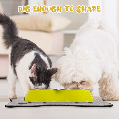 Breling Dog Mat for Food and Water 2 Pieces Bone Shape Non-Slip Pet Feeding Mat - Image 6