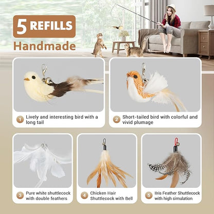 ROSAUI Cat Teaser Wand Toys, Interactive Bird Toys - Image 5
