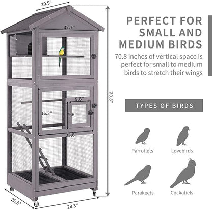 Aivituvin Outdoor Bird Cage Large Wooden Bird Aviary - Image 3