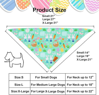 PTDECOR Easter Dog Bandana, Reversible Rabbit Easter Egg Dog Scarf - Image 4