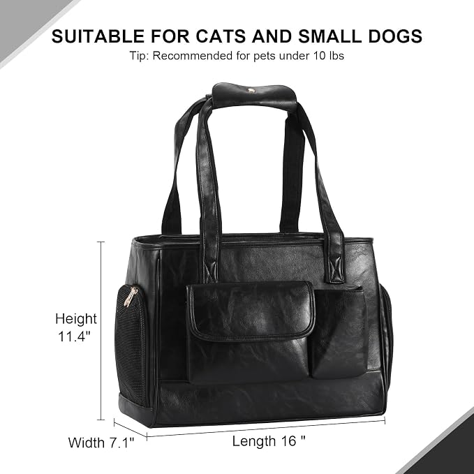 Dog Carrier Purse, Fashion Leather Pet Carrier Bag, Airline Approved Soft Sided - Image 3