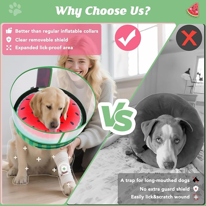 Inflatable Dog Cone with Anti-Licking Clear Shield, Protective Dog Donut Collar - Image 4