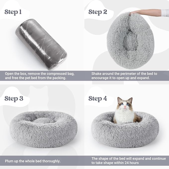 rabbitgoo Cat Beds for Indoor, 20 inches Machine Washable, Fluffy Round Pet Bed - Image 9