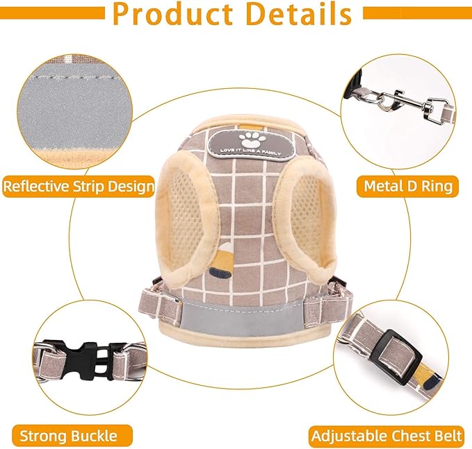 Khaki-Pattern, XS Cat & Dog Vest Harness - Image 4