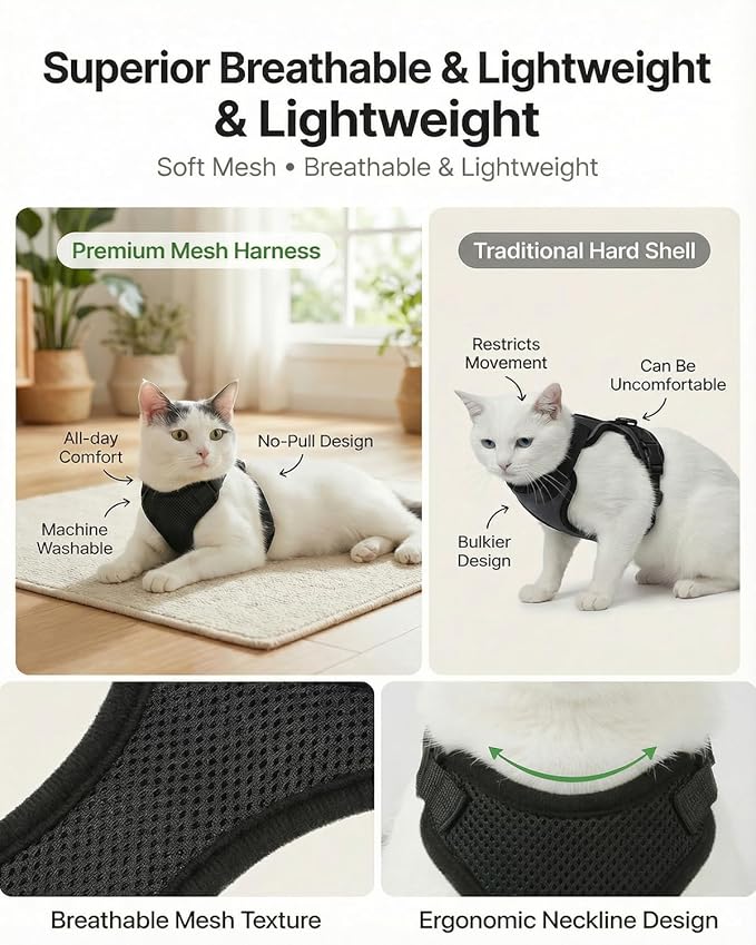 Luxelle 2 Pack Escape-Proof Cat Harness and Leash Set - Image 3