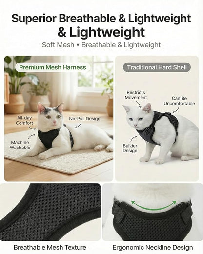 Luxelle 2 Pack Escape-Proof Cat Harness and Leash Set - Image 3