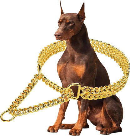 Stainless Steel 18K Gold Dog Chain Collar by KINGOLDOS