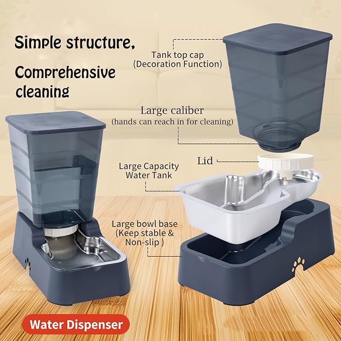 Meikuler Pets Auto Feeder 5.2L, Food Feeder and Water Dispenser Set - Image 3