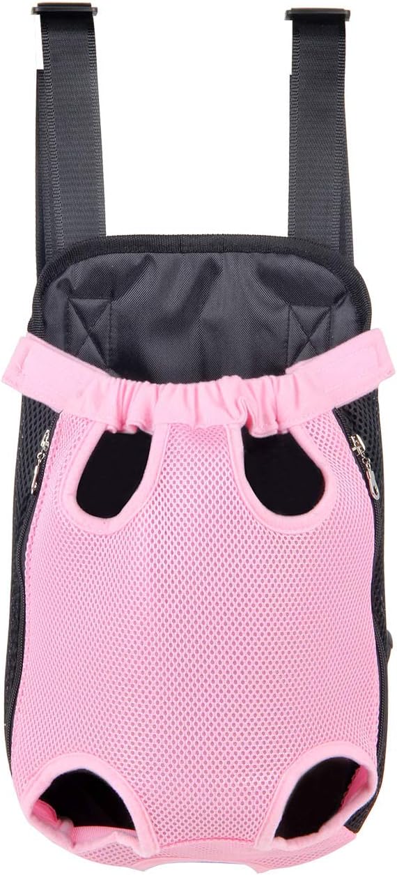 Dog Carrier Pink Legs Out Front Pet Carrier Backpack Comfortable Puppy Bag by YINGJEE