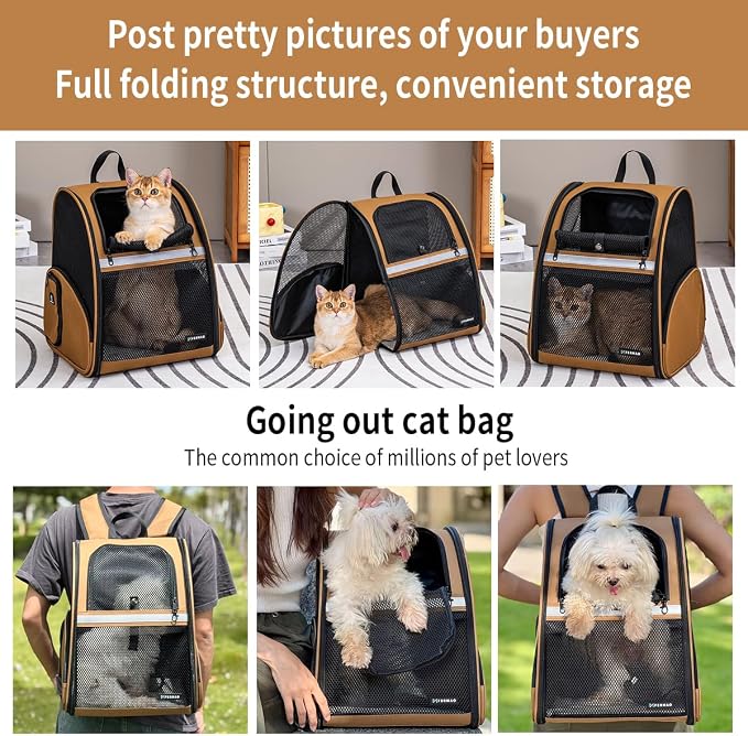 Cat Backpack Carrier for Small Dogs and Medium cat Puppy Kitten Bunny Pet - Image 6