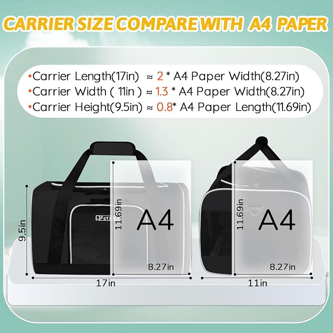Petskd Pet Carrier 17x11x9.5 Alaska Airline Approved, Pet Travel Carrier Bag - Image 3