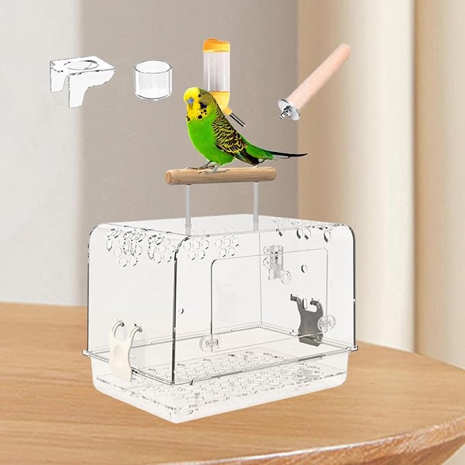 Hamster Cage Bird Travel Cage Portable Clear Accessories Acrylic Villa Bird - Image 5