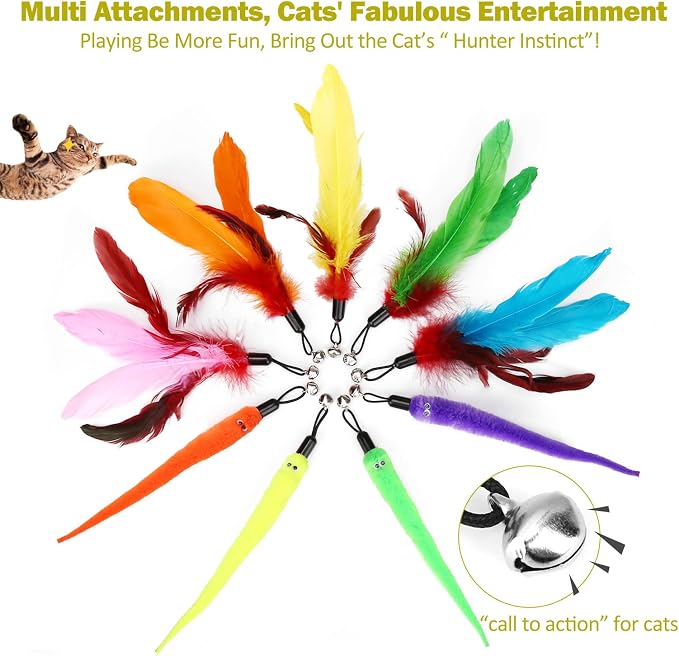 Cat Toys for Indoor Cats, Interactive Cat Toy 2PCS Retractable Wand Toy and - Image 5