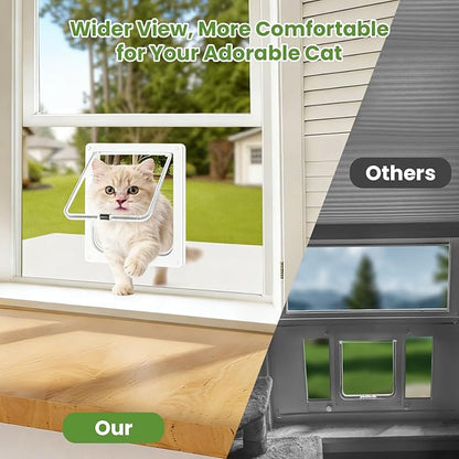 Cat Door for Window, 4 Locking Modes for Safety Cat Window Door, Fits 14"-28" - Image 4