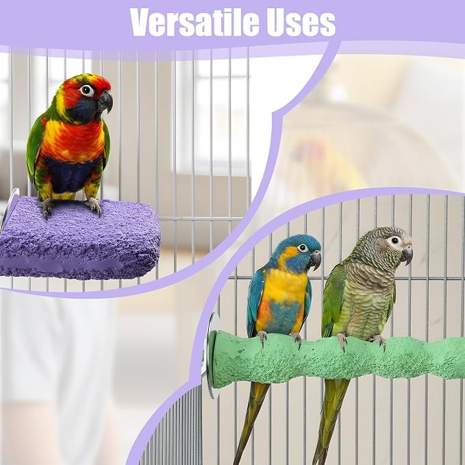 Bird Beak Grinding Stone 2 Pcs Bird Parrot Cage Perch Stand Platform Foot Claws - Image 4