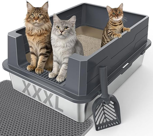 FURTIME XXXL Extra Large Stainless Steel Litter Box by FURTIME