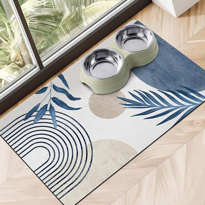 Dog Food Mats for Floors, Absorbent Dog Bowl Mat for Food and Water Dispenser by Cuslnox