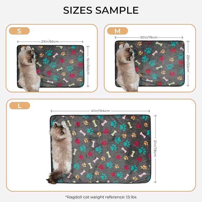 Luciphia 1 Pack 3 Blankets Fluffy Premium Fleece Pet Blanket Flannel Paw - Image 3