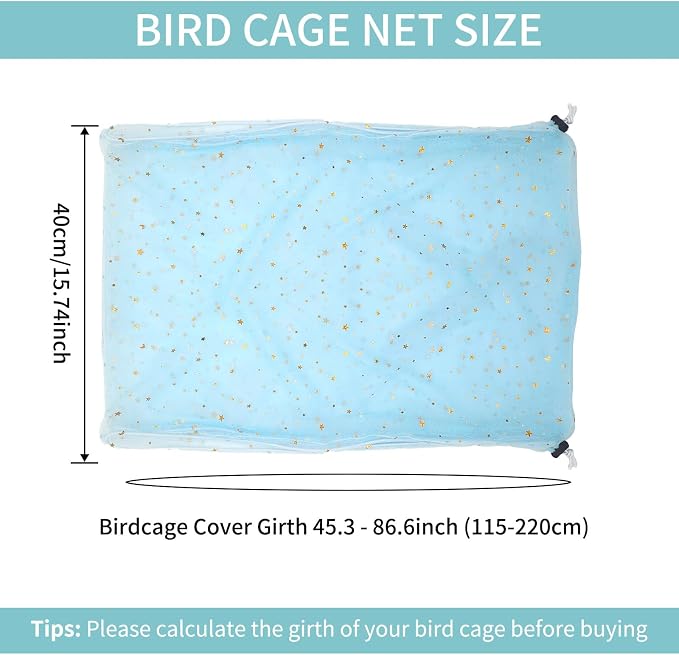 Bird Cage Cover, 45-90'' Adjustable, Universal Nylon Mesh Net, Bird Cage Skirt - Image 2