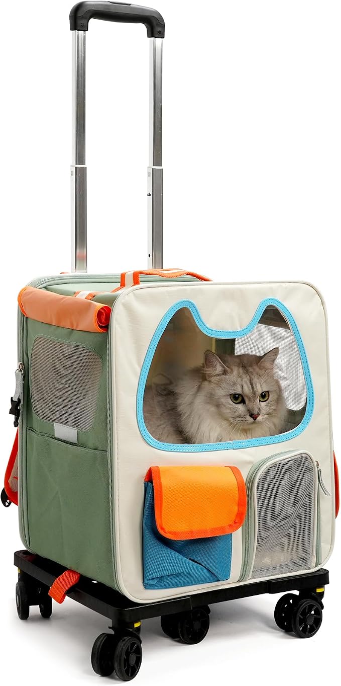 Cat Carrier with Wheels Airline Approved, Removable Pet Carrier Outdoor on by Unknown