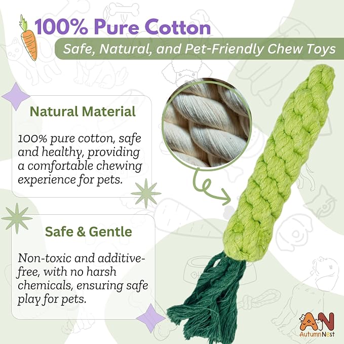 3PCS Green Woven Pet Chew Set, Dog Chew Accessories, Cat Interactive Chews - Image 5