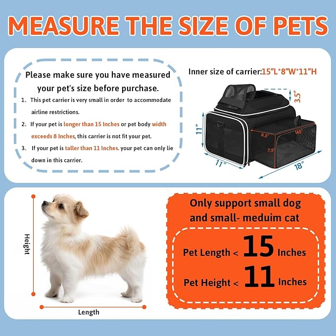 Petskd Top and Side Expandable Pet Carrier 18x11x11 Inches Delta United Airline - Image 3