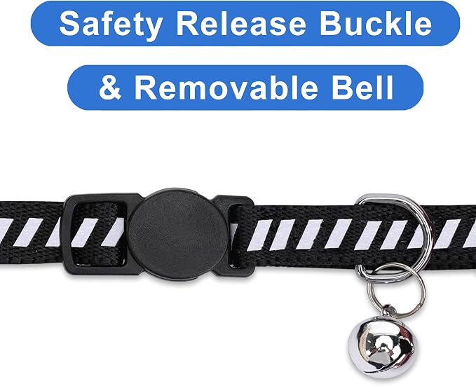 Pawtitas Personalized Black Reflective Cat Collar – Adjustable Custom Collar - Image 5